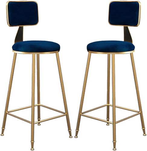 ZCEDZYSW Barhocker mit Thekenhöhe, 2er-Set, feste Hochstühle, Küche, Frühstück, mit Rückenlehne hoch (Blau, Sitzhöhe 65 cm) von ZCEDZYSW