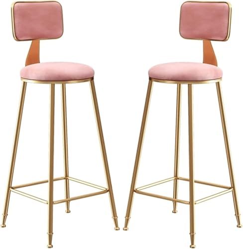 ZCEDZYSW Barhocker mit Thekenhöhe, 2er-Set, feste Hochstühle, Küche, Frühstück, mit Rückenlehne hoch (Rosa, Sitzhöhe 75 cm) von ZCEDZYSW