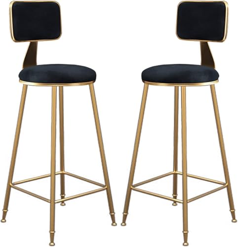 ZCEDZYSW Barhocker mit Thekenhöhe, 2er-Set, feste Hochstühle, Küche, Frühstück, mit Rückenlehne hoch (schwarz, Sitzhöhe 65 cm) von ZCEDZYSW