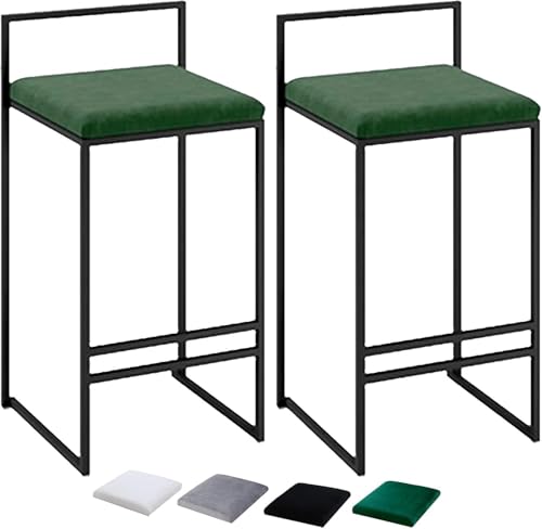 ZCEDZYSW Barhocker mit Thekenhöhe, Küchenstuhl, weiches Samtkissen, Barhocker, 200 kg, modernes Design, Hocker für Küche, Bar, Theke (Grün, 75 cm) von ZCEDZYSW