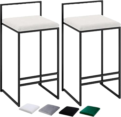 ZCEDZYSW Barhocker mit Thekenhöhe, Küchenstuhl, weiches Samtkissen, Barhocker, 200 kg, modernes Design, Hocker für Küche, Bar, Theke (Weiß, 65 cm) von ZCEDZYSW