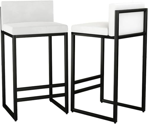 ZCEDZYSW Barhocker mit Thekenhöhe, Samt, 2er-Set, ohne Armlehnen, Thekenhöhe, Esszimmerstuhl mit niedriger Rückenlehne und Fußstütze, gepolsterte Kücheninselhocker für Zuhause, Kneipe, Bistro (Weiß ZCEDZYSW Barhocker mit Thekenhöhe, Samt, 2er-Set, ohne Armlehnen, Thekenhöhe, Esszimmerstuhl mit niedriger Rückenlehne und Fußstütze, gepolsterte Kücheninselhocker für Zuhause, Kneipe, Bistro (Weiß von ZCEDZYSW