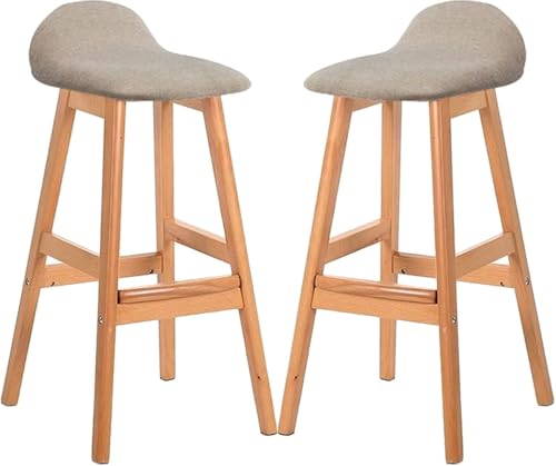 ZCEDZYSW Barhocker mit niedriger Rückenlehne, Holzstühle mit fester Höhe, 2 Stück, Thekenfrühstück für Kücheninsel (A, Sitzhöhe 60 cm) von ZCEDZYSW