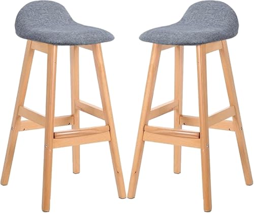 ZCEDZYSW Barhocker mit niedriger Rückenlehne, Holzstühle mit fester Höhe, 2er-Set, Thekenfrühstück für Kücheninsel (E,Sitzhöhe 70 cm) von ZCEDZYSW