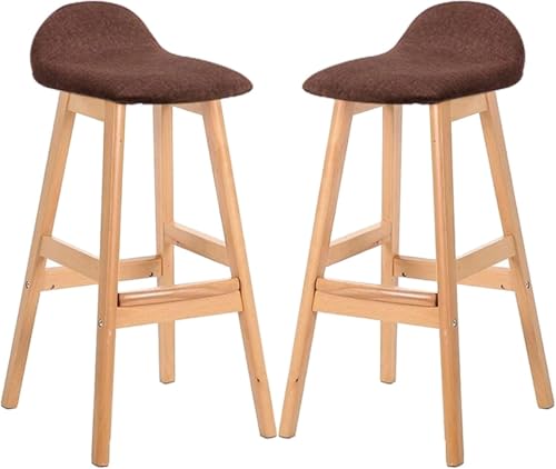 ZCEDZYSW Barhocker mit niedriger Rückenlehne, Holzstühle mit fester Höhe, 2er-Set, Thekenfrühstück für Kücheninsel (G, Sitzhöhe 70 cm) von ZCEDZYSW