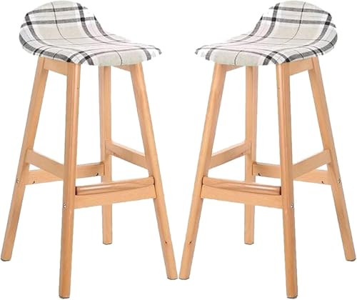 ZCEDZYSW Barhocker mit niedriger Rückenlehne, Holzstühle mit fester Höhe, 2er-Set, Thekenfrühstück für Kücheninsel (H,Sitzhöhe 70 cm) von ZCEDZYSW