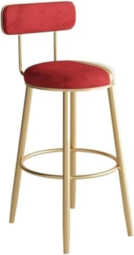 ZCEDZYSW Barstühle Modischer Luxus-Hochstuhl, nordisches Restaurant, Dessertladen, Schreibtischhocker mit Rückenlehne, Barhocker (rot, klein) von ZCEDZYSW
