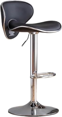 ZCEDZYSW Barstühle aus PU-Leder, hohe Hocker, Kücheninsel, Theke, leicht, luxuriöse Rückenlehne, europäischer Hubstuhl (schwarz) von ZCEDZYSW