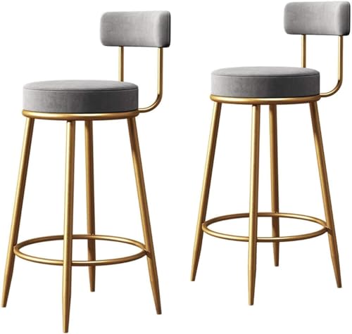 ZCEDZYSW Barstühle für Theken, Samthocker im europäischen Stil mit goldfarbenen Metallbeinen, Sitzhöhe 65 cm (lila, Sitzhöhe 75 cm), 2 Stück von ZCEDZYSW