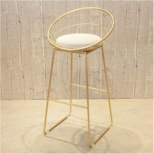 ZCEDZYSW Barstuhl, Barhocker, Eisen, Gold, hoher Hocker, hohle Rückenlehne, Freizeit, Haushalt, Essen (Gold, 45 cm) von ZCEDZYSW