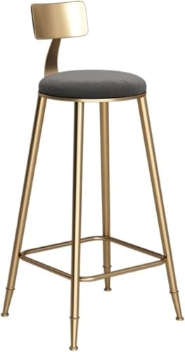 ZCEDZYSW Barstuhl, modischer nordischer Eisen-Hochstuhl mit Rückenlehne, geeignet (Grau, 78 cm) von ZCEDZYSW