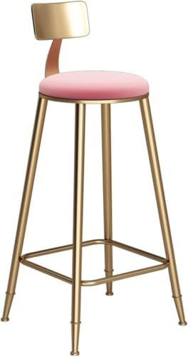 ZCEDZYSW Barstuhl, modischer nordischer Eisen-Hochstuhl mit Rückenlehne, geeignet (Rosa, 78 cm) von ZCEDZYSW