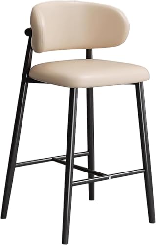ZCEDZYSW Bequemer Barhocker mit Rückenlehne und Fußstütze, stabiler Rahmen, vielseitig einsetzbar (1 Stück, Khaki, Höhe 65 cm) von ZCEDZYSW