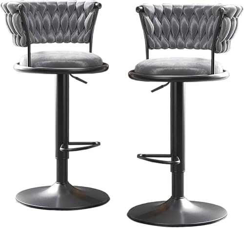 ZCEDZYSW Drehbare Barhocker, 2er-Set, verstellbare Thekenhöhe, Barhocker, Küche, Esszimmer, Café, hydraulischer Stuhl (Hellgrau) von ZCEDZYSW