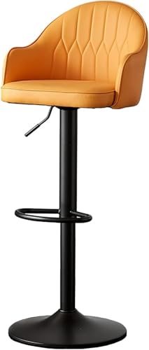 ZCEDZYSW Drehbarer Barhocker aus PU-Leder mit Rückenlehne und Fußstütze, dickes Kissen, Metallbeine, verstellbare Theke (Orange) von ZCEDZYSW
