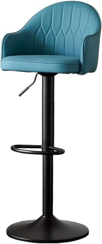 ZCEDZYSW Drehbarer Barhocker aus PU-Leder mit Rückenlehne und Fußstütze, dickes Kissen, Metallbeine, verstellbare Theke (blau) von ZCEDZYSW