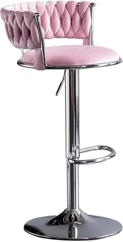 ZCEDZYSW Drehbarer Barhocker aus Samt, verstellbare Thekenhöhe, Barstuhl mit gewebtem Design, Esszimmerstuhl für Küche (Rosa) von ZCEDZYSW