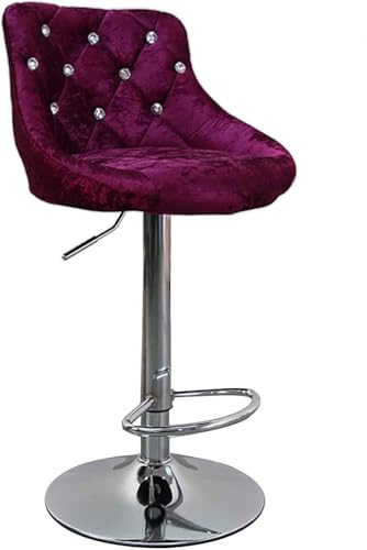 ZCEDZYSW Drehbarer Barhocker mit Rückenlehne und Metallsockel, modern, ergonomisch, höhenverstellbar (Dunkelrot, 60–80 cm) von ZCEDZYSW