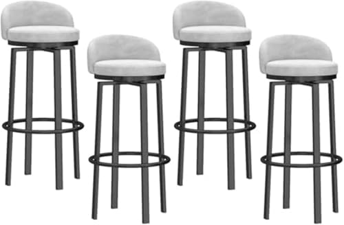 ZCEDZYSW Drehbares Barhocker-Set, moderne Höhe, Samt, Thekeninselstühle mit schwarzem Sockel/niedriger Rückenlehne, für Küche/Zuhause (4 Stück, Höhe 65 cm) von ZCEDZYSW