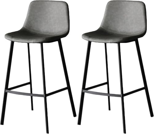 ZCEDZYSW Elegante Barhocker mit Rückenlehne, weicher Samtpolsterung und Metallbeinen, perfekt für Kücheninseln (graues Kissen, 65 cm) von ZCEDZYSW