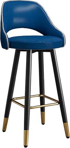 ZCEDZYSW Eleganter Barhocker mit Rückenlehne, samtgepolsterten Sitzen und Metallbeinen, perfekt für Kücheninseln (Blau, 55 cm) von ZCEDZYSW