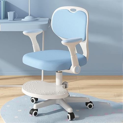 ZCEDZYSW Ergonomischer Kinder-Schreibtischstuhl, Bürostuhl, Arbeitstisch mit Armlehnen, drehbar, Heimkomfort (blau) von ZCEDZYSW