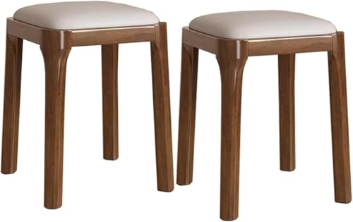 ZCEDZYSW Esszimmerstühle, Hocker, 2er-Set, Barhocker mit gepolstertem Sitz, Lederbezug, Küchenhocker, Mitte des Jahrhunderts (beige) von ZCEDZYSW