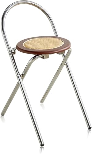 ZCEDZYSW Faltbarer Rattan-Küchenstuhl mit Rückenlehne, 50,8 cm, tragbarer Theken-Klapphocker mit rutschfesten Füßen für Zuhause, Braun von ZCEDZYSW