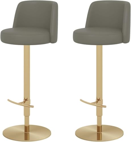 ZCEDZYSW Frühstücksstuhl für Küche, drehbar, Barstuhl, 2er-Set, Leder-Barhocker, Thekenhöhe 58–83 cm, Dunkelgrau von ZCEDZYSW