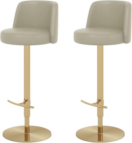 ZCEDZYSW Frühstücksstuhl für Küche, drehbar, Barstuhl, 2er-Set, Leder-Barhocker, Thekenhöhe 58–83 cm, Hellgrau ZCEDZYSW Frühstücksstuhl für Küche, drehbar, Barstuhl, 2er-Set, Leder-Barhocker, Thekenhöhe 58–83 cm, Hellgrau von ZCEDZYSW