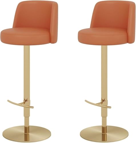 ZCEDZYSW Frühstücksstuhl für Küche, drehbar, Barstuhl, 2er-Set, Leder-Barhocker, Thekenhöhe 58–83 cm, Orange ZCEDZYSW Frühstücksstuhl für Küche, drehbar, Barstuhl, 2er-Set, Leder-Barhocker, Thekenhöhe 58–83 cm, Orange von ZCEDZYSW