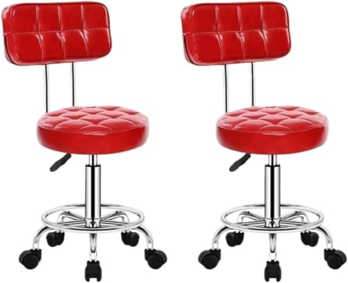ZCEDZYSW Frühstücksstuhl für die Küche, Barhocker mit Rollen, drehbar, verstellbare Hubhöhe 47–62 cm (Rosso), 2 Stück von ZCEDZYSW