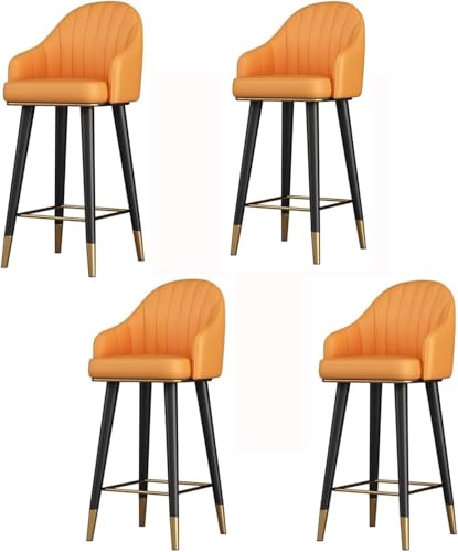 ZCEDZYSW Gemütliche Barhocker, drehbare, gepolsterte Barhocker, modernes Kunstleder, Küche, Wohnzimmer, Gelb 2, H: 55,1 cm, 4 Stück von ZCEDZYSW