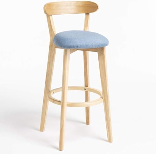 ZCEDZYSW Gepolsterter Vintage-Barhocker aus Holz mit Eichenbeinen, stilvoller Thekenhocker mit Rückenlehne, Blau, 61 cm ZCEDZYSW Gepolsterter Vintage-Barhocker aus Holz mit Eichenbeinen, stilvoller Thekenhocker mit Rückenlehne, Blau, 61 cm von ZCEDZYSW