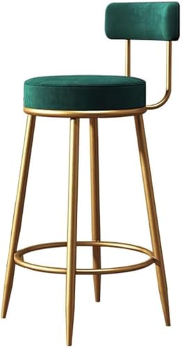 ZCEDZYSW Industrielle Barhocker mit Rückenlehnen, Samt, Kücheninsel, Theke, Höhe, Drehstuhl mit Metallbeinen, Fußstütze (Grün, 75 cm) von ZCEDZYSW