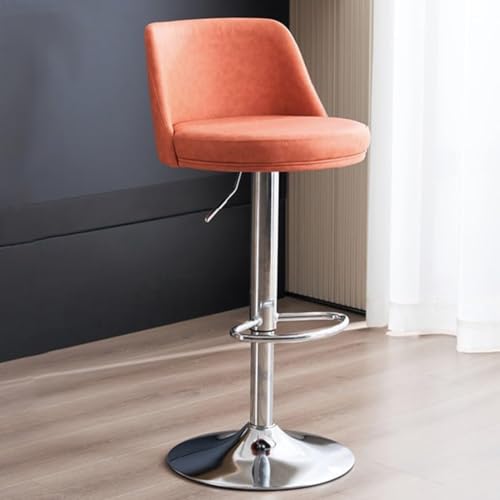 ZCEDZYSW Kitchen Island Barhocker, grau, aus PU-Leder, Thekenhöhe mit Rückenlehne, höhenverstellbarer Drehbarer Barstuhl (Orange B) von ZCEDZYSW