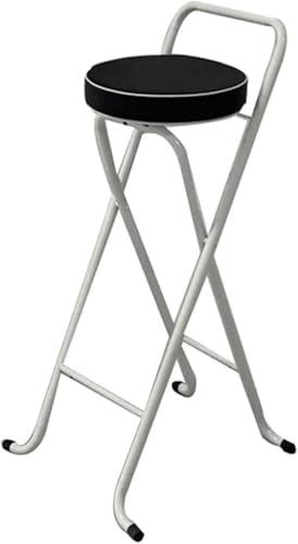ZCEDZYSW Klappbarer Barhocker mit Rückenlehne und Fußstütze, tragbar, Thekenhöhe, Klappstuhl, strapazierfähig (Schwarz-Weiß, 65 cm) von ZCEDZYSW