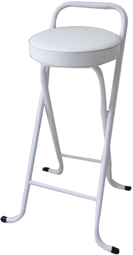 ZCEDZYSW Klappbarer Barhocker mit Rückenlehne und Fußstütze, tragbar, Thekenhöhe, Klappstuhl, strapazierfähig (weiß, 75 cm) von ZCEDZYSW