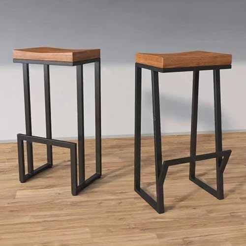 ZCEDZYSW Küchenhocker, 2er-Set, rückenfreie Barhocker, Stühle mit Fußstütze, Sitzfläche aus Massivholz, Höhe: 75 cm von ZCEDZYSW