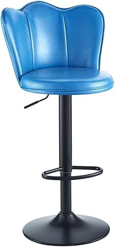 ZCEDZYSW Leder-Barhocker mit Rückenlehne, Drehstühle mit Fußstütze, Thekenhöhe, armloses Frühstück (/Blau) von ZCEDZYSW