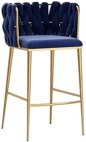 ZCEDZYSW Leichter, luxuriöser einfacher Metallstuhl, Heimkassierer, Inseltisch, Esstisch, Schreibtisch, Sitzlehne, hoch für Küche (blau) von ZCEDZYSW