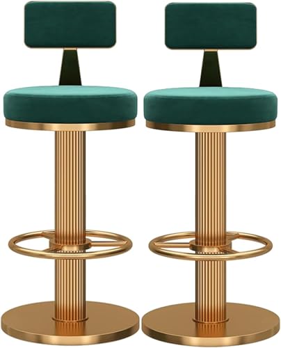 ZCEDZYSW Luxuriöse Barhocker mit Rückenlehne, moderne Thekenhöhe Hocker für Küche, Hausbar und Esszimmer (grün, 65–80 cm) von ZCEDZYSW