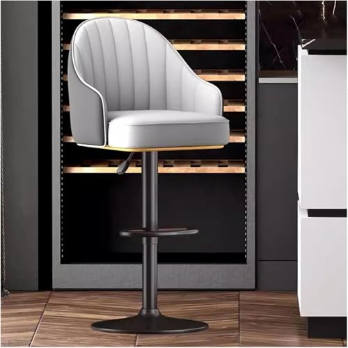 ZCEDZYSW Mid Century Barhocker, moderner Drehstuhl aus Leder mit Rückenlehne und Fußstütze, Grau ZCEDZYSW Mid Century Barhocker, moderner Drehstuhl aus Leder mit Rückenlehne und Fußstütze, Grau von ZCEDZYSW