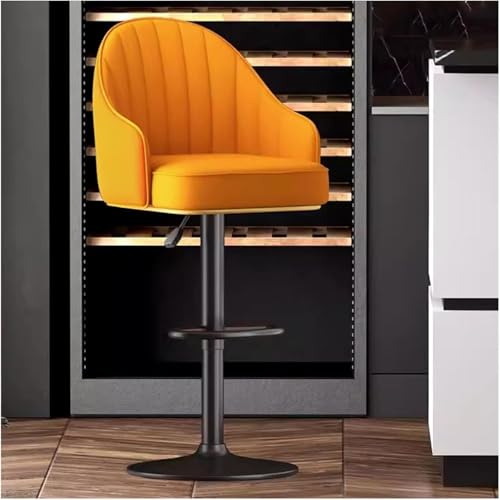 ZCEDZYSW Mid Century Barhocker, moderner Drehstuhl aus Leder mit Rückenlehne und Fußstütze, Orange 1 von ZCEDZYSW
