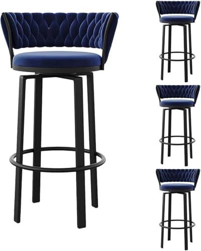 ZCEDZYSW Moderne Barhocker, drehbar, Landhausstil, Theke mit Rückenlehne und Fußstütze, gepolstert, D, Höhe 75 cm, 4 Stück von ZCEDZYSW