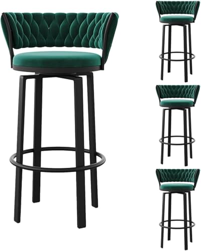 ZCEDZYSW Moderne Barhocker, drehbar, Landhausstil, Theke mit Rückenlehne und Fußstütze, gepolstert, E, Höhe 65 cm, 4 Stück von ZCEDZYSW