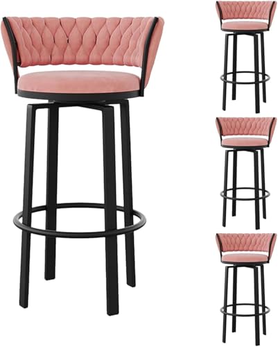 ZCEDZYSW Moderne Barhocker, drehbar, Landhausstil, Theke mit Rückenlehne und Fußstütze, gepolstert (F,Höhe 65 cm), 4 Stück von ZCEDZYSW