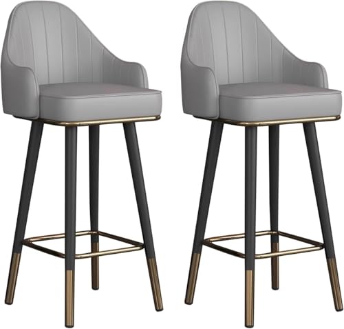 ZCEDZYSW Moderne Barhocker, drehbar, PU-Leder, Thekenhöhe mit Rückenlehne, stilvolle Stühle für Zuhause oder Küche (Hellgrau, Sitzhöhe 75 cm), 2 Stück von ZCEDZYSW
