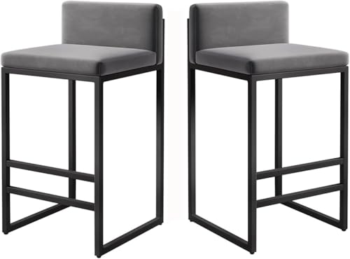 ZCEDZYSW Moderne Barhocker, gepolstertes Frühstück mit Rückenlehne und Metallbeinen, stabile Barstühle, Küche, (schwarz, H: 65 cm, 2 Stück) von ZCEDZYSW