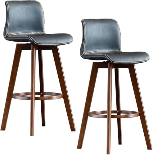 ZCEDZYSW Moderne Barhocker aus Kunstleder mit Rückenlehnen, Set mit 2 hohen Küchenstühlen, Beine aus Massivholz, einfache Montage (schwarz) von ZCEDZYSW